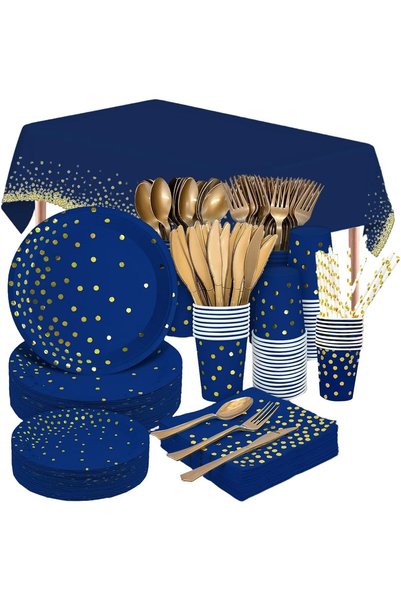 Generic 201 Pcs Birthday Party Supplies Golden Dots Dinnerware Party Plates N...