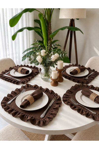 Decamor home Aura Linen Worry-Free Brown Placemats, Set of 4