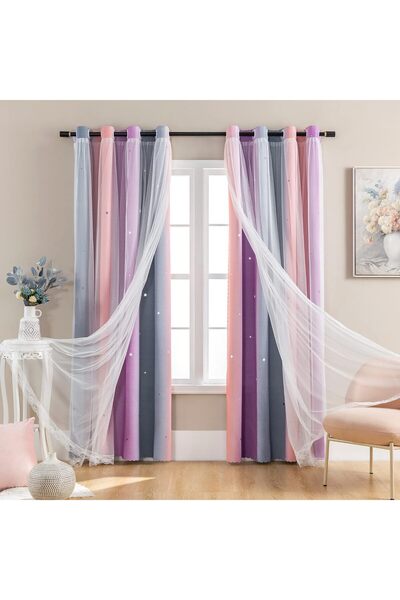 Generic Dream Star Blackout Curtains for Kids Rooms Girls Princess Curtain fo...