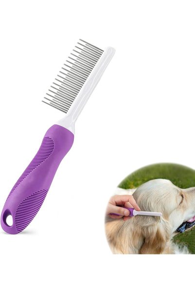 Generic 2-in-1 Dual-Sided Pet Comb with Long & Short Stainless Steel Teeth fo...