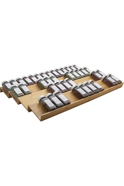 Generic منظم أدراج التوابل، رف توابل أكريليك للمطبخ، 4 طبقات مائلة قابلة للتوسيع