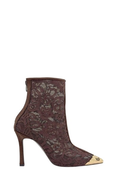 Moulin Shoes Brown Lace-Up Pointed Toe Women's Boots with Thin Heels (050 260...