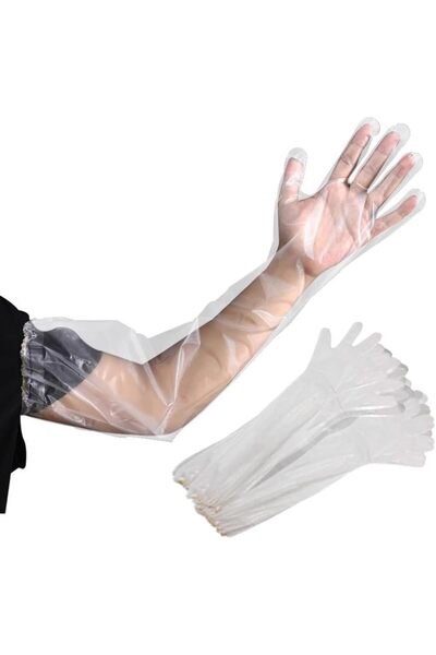 Generic Disposable Long Gloves 60cm - 50 Pieces Waterproof CPE Gloves, Cleani...