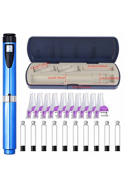 Choice Blue Set Reusable Injection Pen with 10Pcs 3Ml Cartridges Set Portable...
