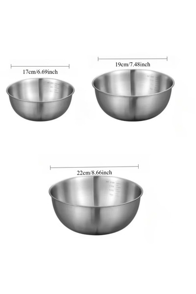 Choice Three-piece-set 3pcs Stainless Steel Mixing Bowl Set With Scale Food S...