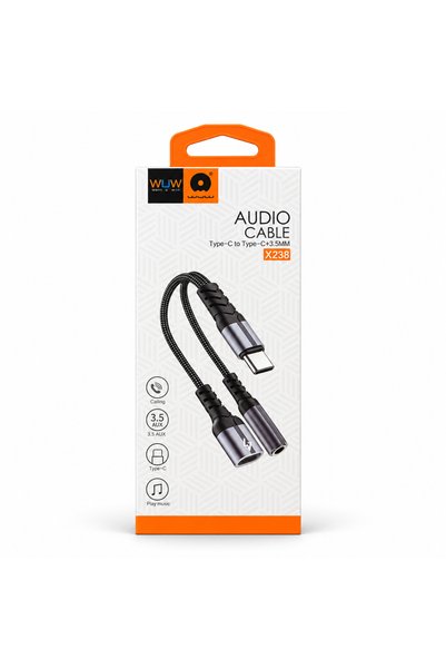 WuW كابل محول X238 من USB-C إلى USB-C ومنفذ صوت 3.5 ملم
