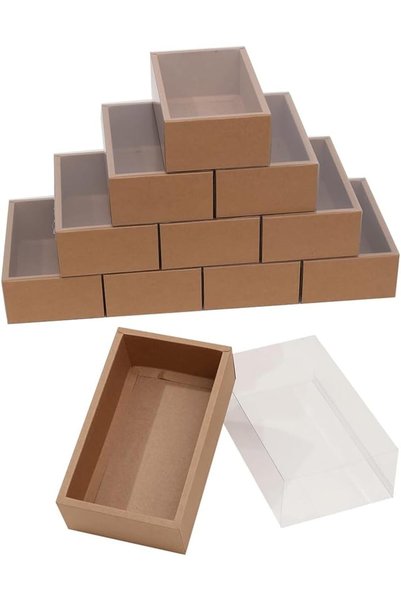 Generic 20-pack DIY Rectangle Drawer Kraft Boxes With Clear Lid CT12: 32 * 19...