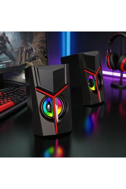 Generic مكبرات صوت RGB للكمبيوتر الشخصي المخصص للألعاب، مكبرات صوت ستيريو 2.0...