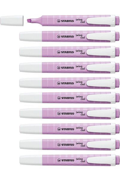Generic قلم هايلايتر بألوان الباستيل الرائعة، لون بنفسجي فاتح، 10 قطع