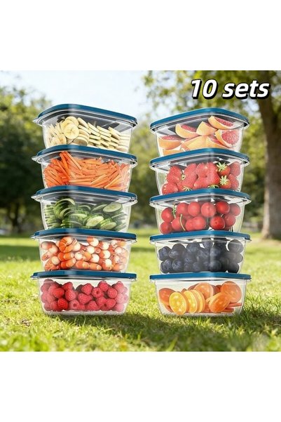 Choice 10 مجموعات من علب حفظ الطعام، قابلة للتكديس ومحكمة الإغلاق، تصميم مستط...