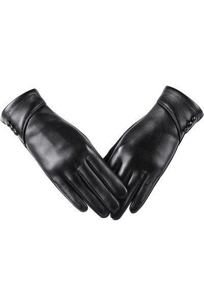 Generic Womens Winter Leather Gloves Touch Screen Wool Lined Windproof Warm S...