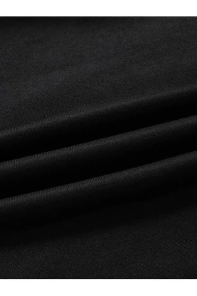 LOTS MODA Hırka - Siyah Baskılı Kışlık Oversize Kapüşonlu Fermuarlı Cepli Hırka Unisex giyim