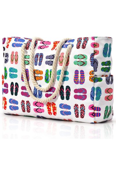 Generic Beach Bags for Women, Large Waterproof Beach Tote Bag with Zipper Bea...