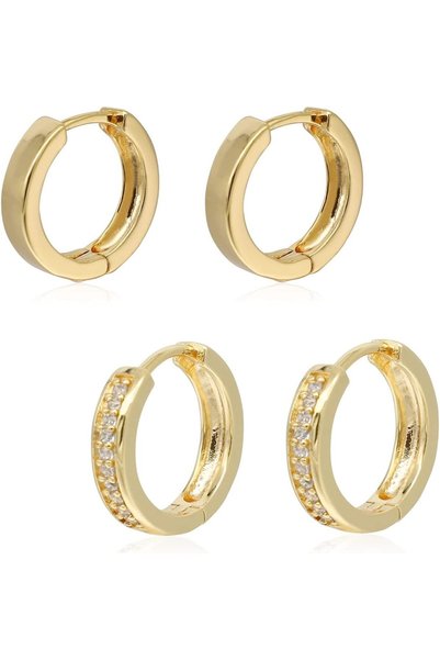 Generic Hoop Earrings for Women, 18K Gold Plated Earrings for Women｜Small Lig...