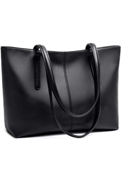 Generic Women's Tote Bags, PU Leather Handbags,Solid Color Bags with Zip and ...