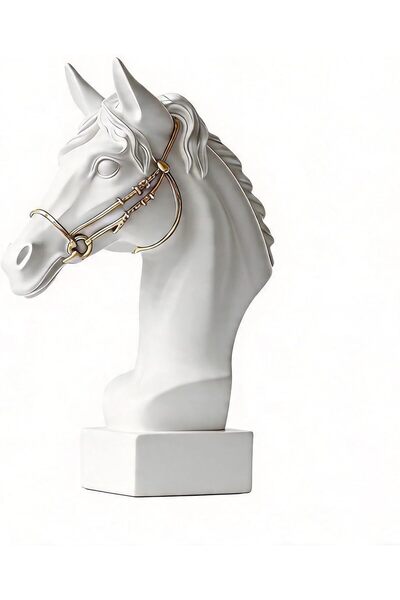 Generic Resin Horse Head Sculpture - Modern Minimalist Horse Figurine for Hom...