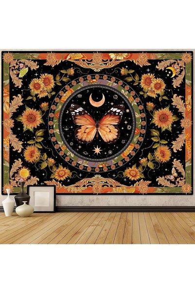 Generic Butterfly Floral Tapestry Vintage Indie Boho Flower Tapestries for Be...
