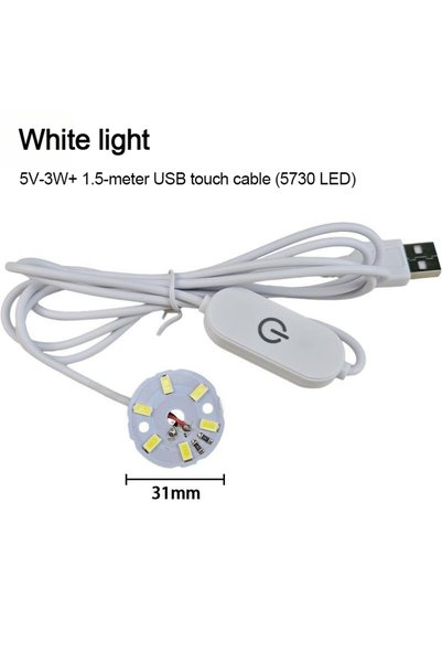 Choice مصباح LED بطول سلك 1.5 متر، 3 واط، ضوء أبيض، 5 فولت تيار مستمر، USB، 3...