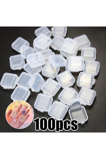 Choice 100pcs Transparent Plastic Mini Square Storage Box Covers Small Case f...