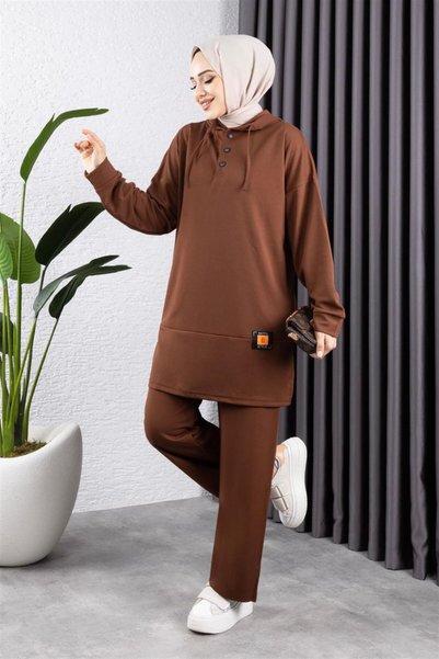 Mestore Snapback Sports Suit Brown