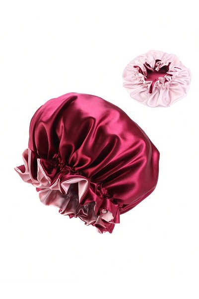 Choice red 1pc Two Tone Satin Hat Silk Bonnet for Sleeping Satin Bonnets Doub...