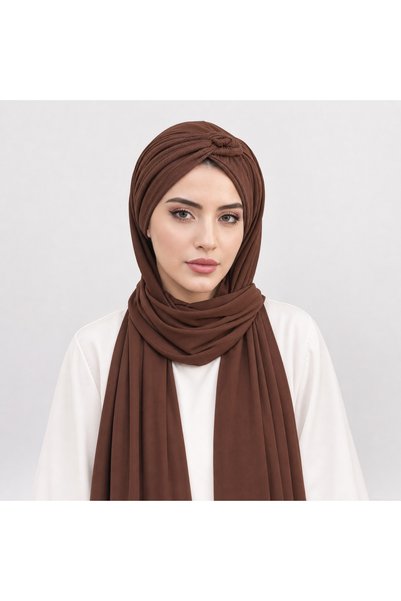 Moda Çizgi شال بني جاهز للارتداء