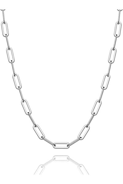 Generic 925 Sterling Silver Paperclip Necklace Chain with Lobster Clasp, Diam...