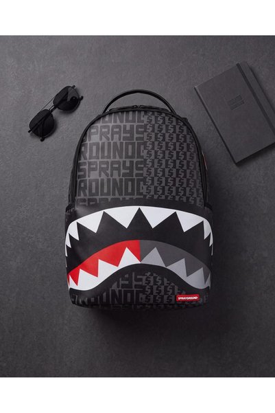 Uğur Bags Siyah Tipografi Desenli Spray Köpekbalığı Ağzı Detaylı Streetwear U...