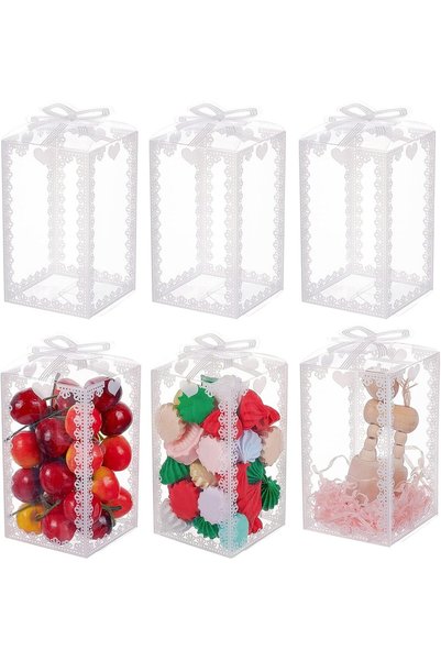 Generic Clear Plastic Gift Box, 28PCS With Bowknot, 6x6x10.5 CM Transparent P...