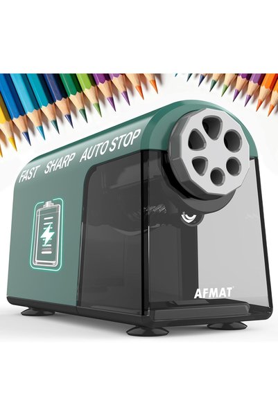 Generic Electric Pencil Sharpener Heavy Duty, 6 Holes, Cordless & Rechargeabl...