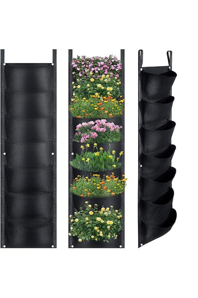 Leccik 7 Pockets Vertical Gardening Flower Pots Planter Hanging Wall Garden P...