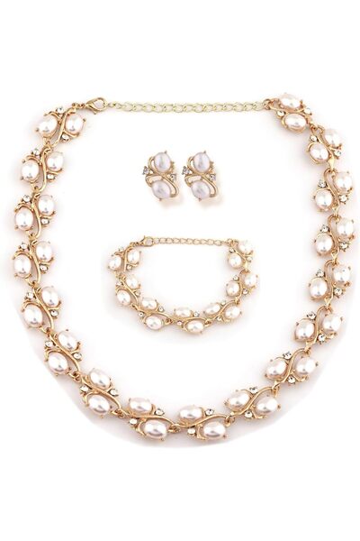 Generic Latest Stylish Design Fancy Pearl Bracelet Earrings Necklace Jeweller...