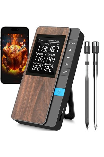 Generic Wireless BBQ Meat Thermometer, Bluetooth Food Thermometer, 2 Thin Probes