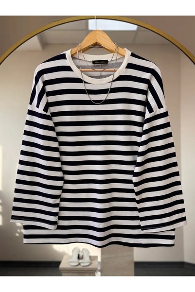 modabetce STRIPED OVERSIZED WOMEN'S SWEATSHIRT