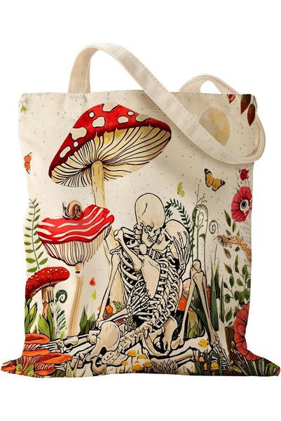 Generic Aesthetic Canvas Tote Bag with Pattern for Women, Sturdy Cloth Cotton...