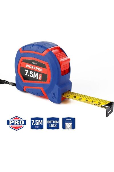 HANEL WP261010 7,5Mx25mm/25Ft. Naylon Kaplama Sarı Çelik Şerit Metre