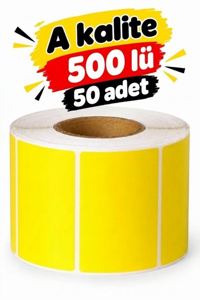50 Adet Rulo Sarı Termal Eczane Etiketi, 500' lü Rulolar - Eczane Tarif Etiketi