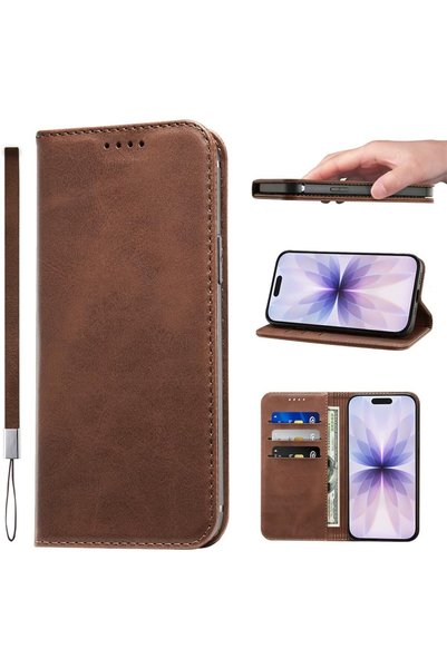 Generic غطاء لهاتف iPhone 17، تصميم قابل للطي، مصنوع من جلد البولي يوريثان، م...