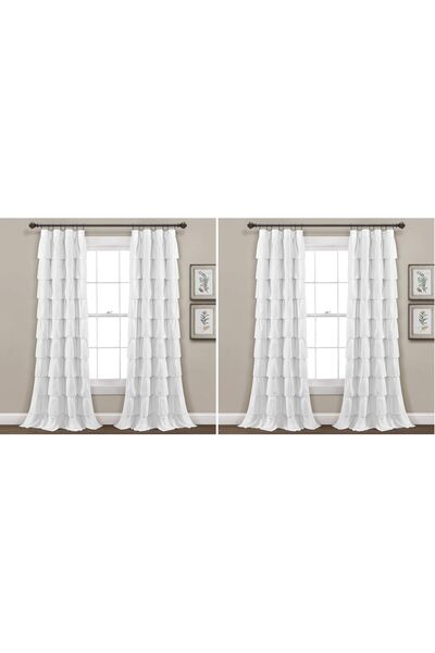 Generic Lush Decor, White Ruffle Window Curtain-Vintage Chic Farmhouse Style ...