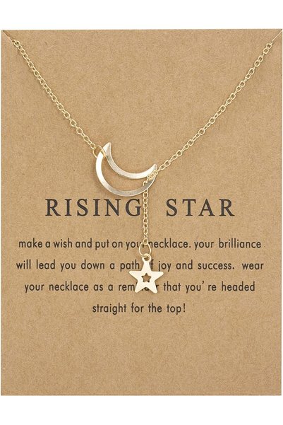 Generic Hollow Out Crescent Moon Star imitation Pearl Bead Pendant Chain Neck...