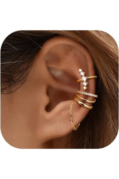 Generic Ear Cuff Earrings for Women, 14K Gold Plated Ear Cuff Ears Clip on Ca...