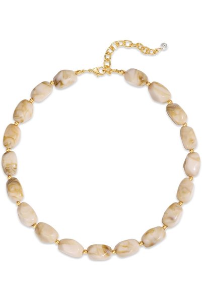 Generic Off White Chunky Beaded Necklace, Adjustable Boho Resin Choker for Wo...