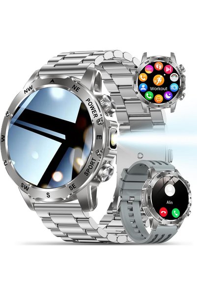 Generic Smart Watch for Men with Flashlight, Bluetooth Calling, 100+ Sport Mo...
