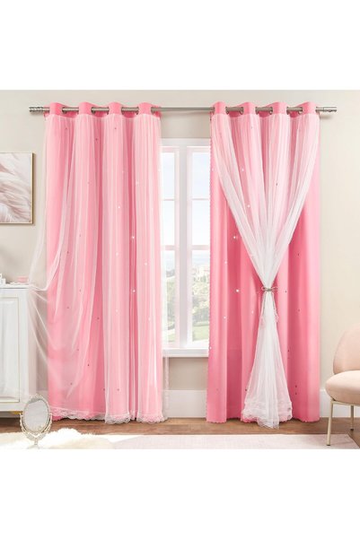 Generic Pink Curtains for Bedroom Decor for Girls, 34 x108 inch 1 Panel