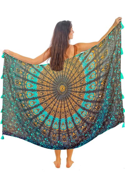 Generic Blauer Women's Sarong Pareo with Fringe High-Quality Rayon/Cotton Lar...