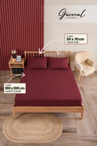 Güvenal Vita | 100% Cotton Double-Size 3-Piece Fitted Sheet Set | | Pillowcas...