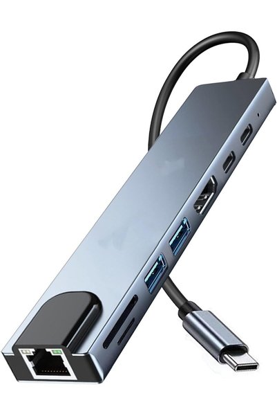 Generic محطة إرساء USB-C متعددة الوظائف 8 في 1، محول إيثرنت HDMI من النوع C ل...