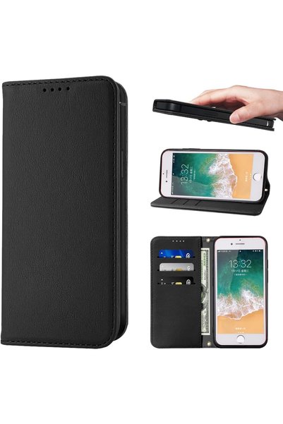 Generic غطاء قلاب لهاتف iPhone SE3/SE2/SE2020، مصنوع من جلد البولي يوريثان، م...