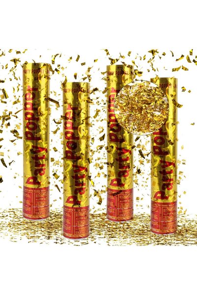Generic مدفع الكونفيتي x4، ذهبي، معدني، للزفاف، أعياد الميلاد، الحفلات، المنا...
