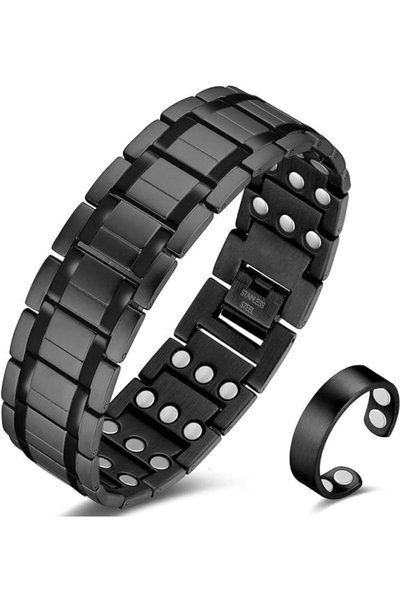 Tazweeq 3X Ultra Strength Magnetic Bracelets & Ring Set for Men, Effective Ti...